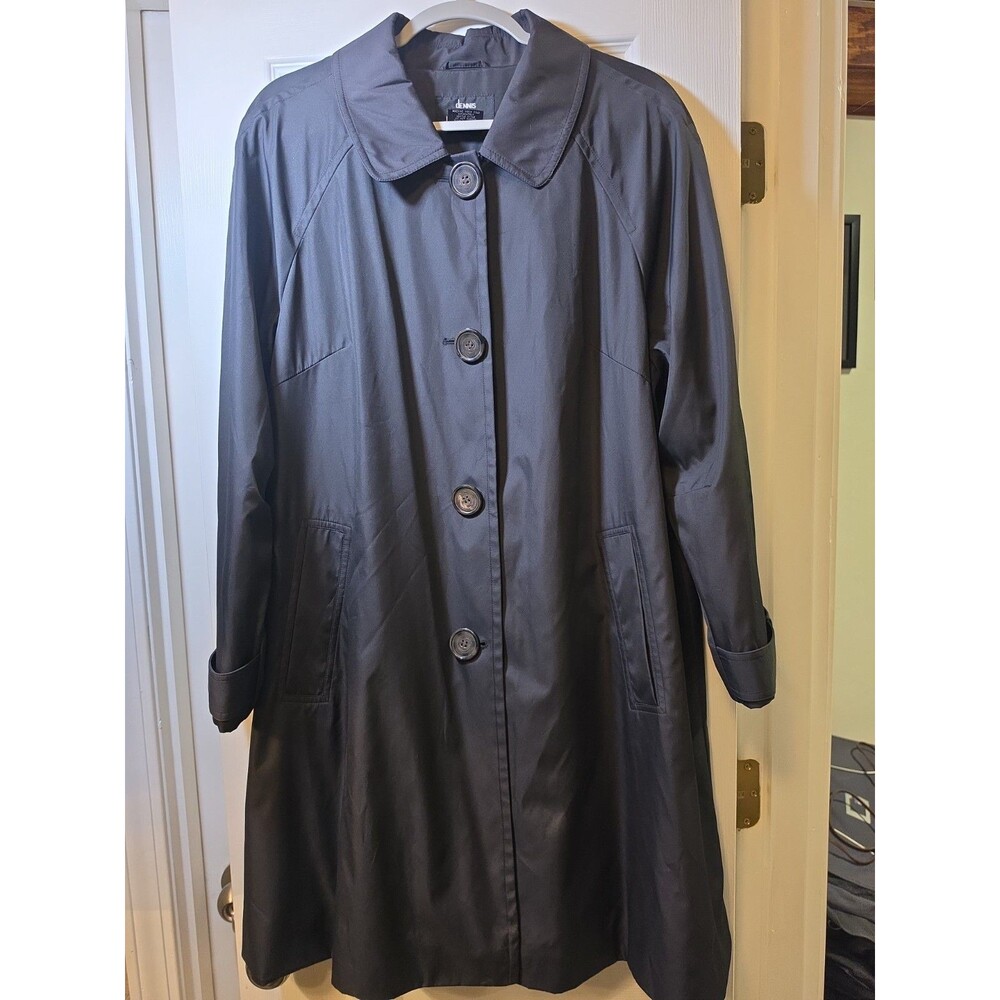 Dennis Basso Super Cute Rain Trench Coat SZ XL Womens Black Leopard Lined